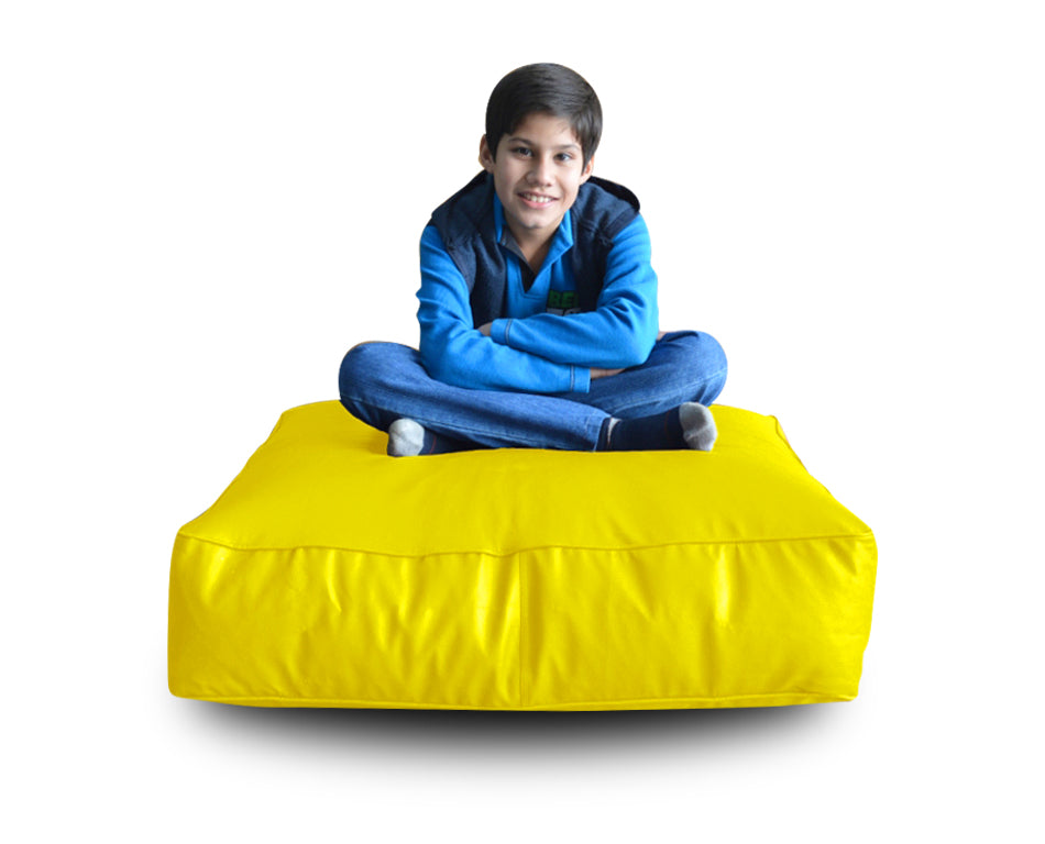XL Floor Cushion With Beans - Square - Yellow
