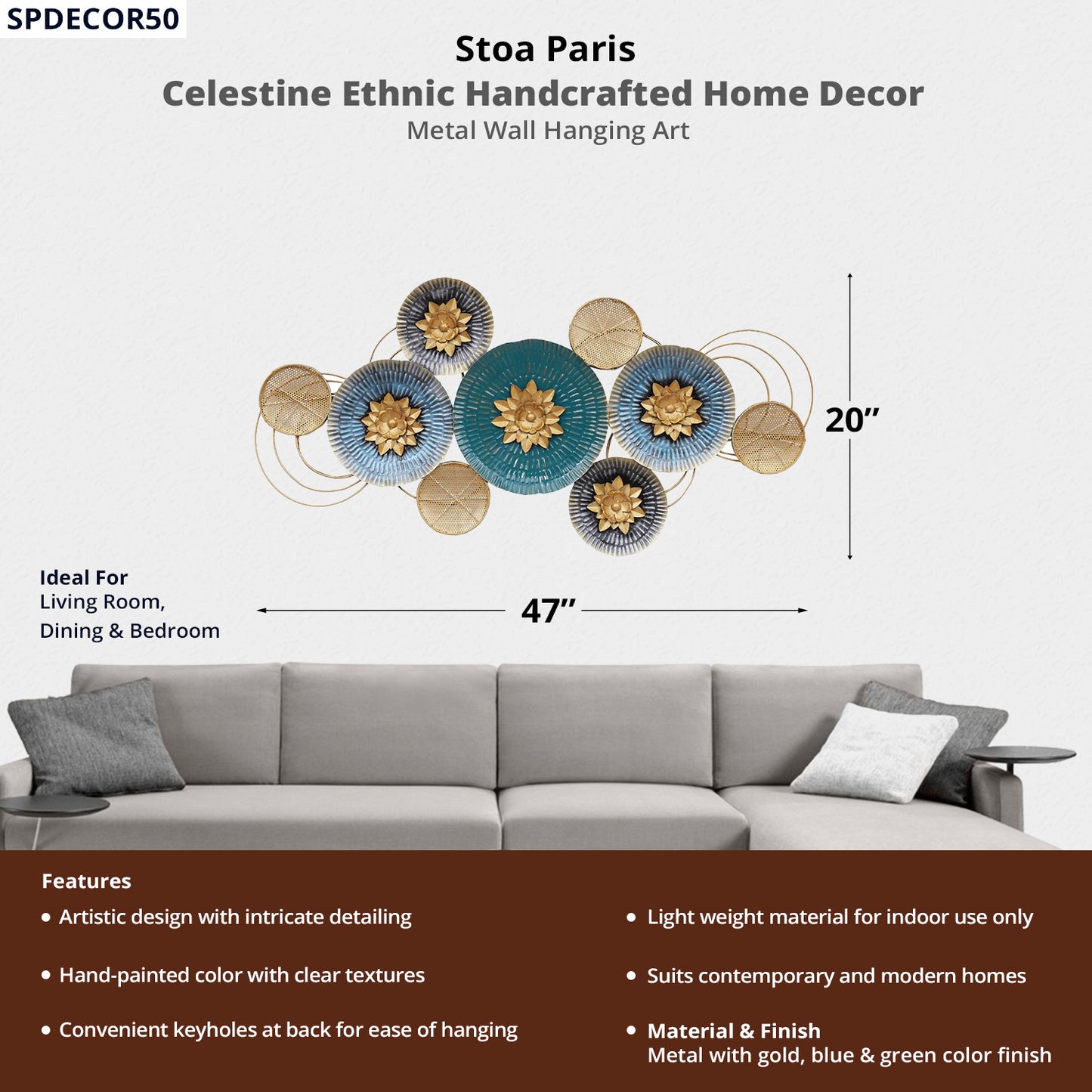 Celestine - Handcrafted Décor - Metal Flower Design - Multi Colour