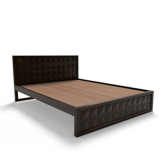 Non Storage King Bed In Solid Sheesham Wood  In  Walnut Polish Finish