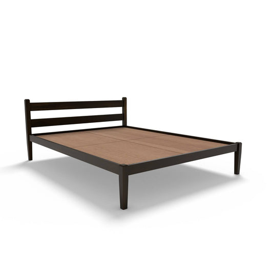Non Storage King Bed In Solid Sheesham Wood  In  Walnut Polish Finish