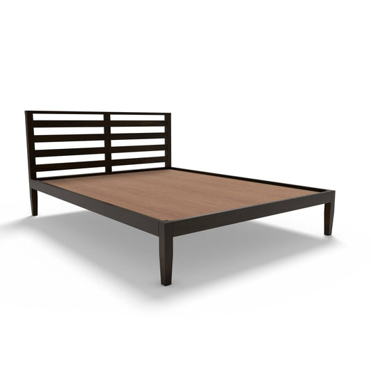 Non Storage Queen Bed In Sheesham Wood - Walnut Polish Finish