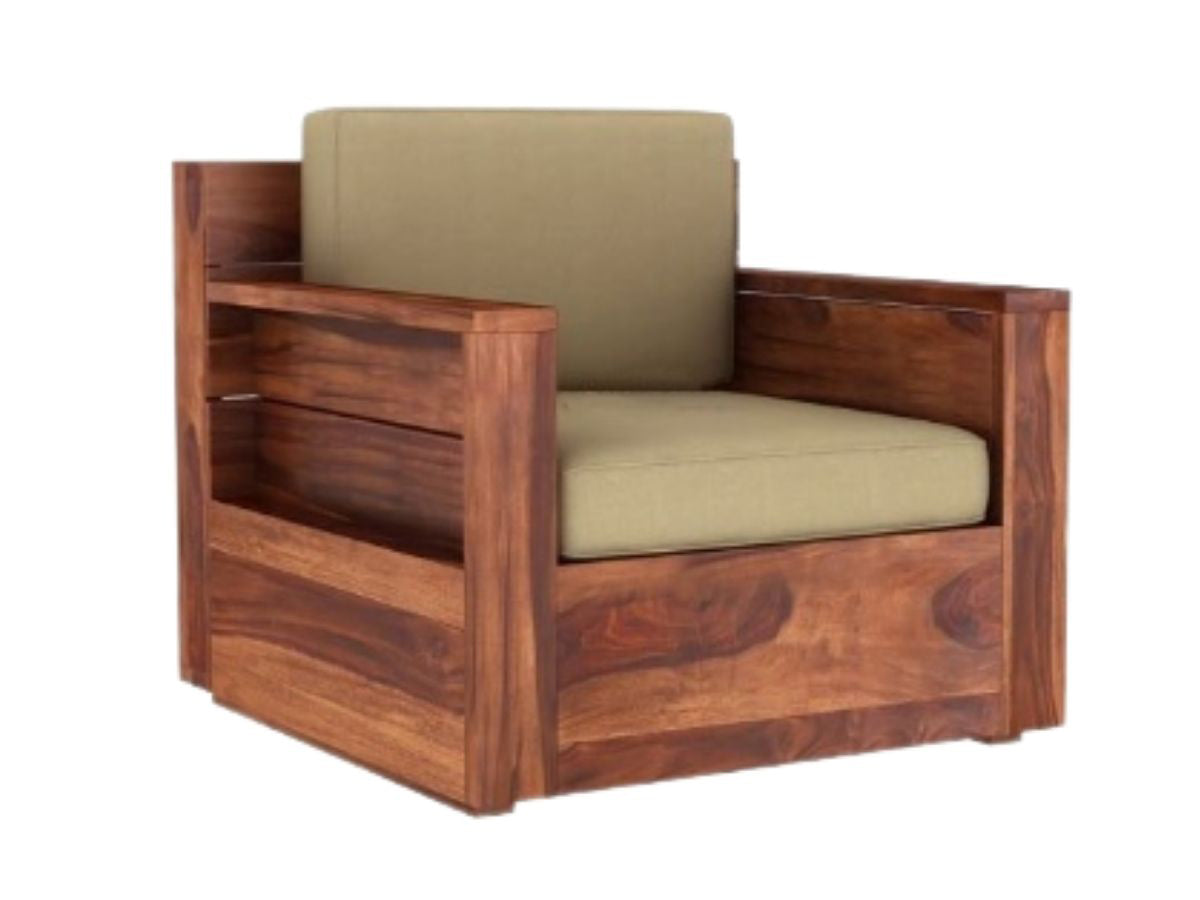 Stayn - Sheesham Wood Single Seater Sofa - Honey Finish