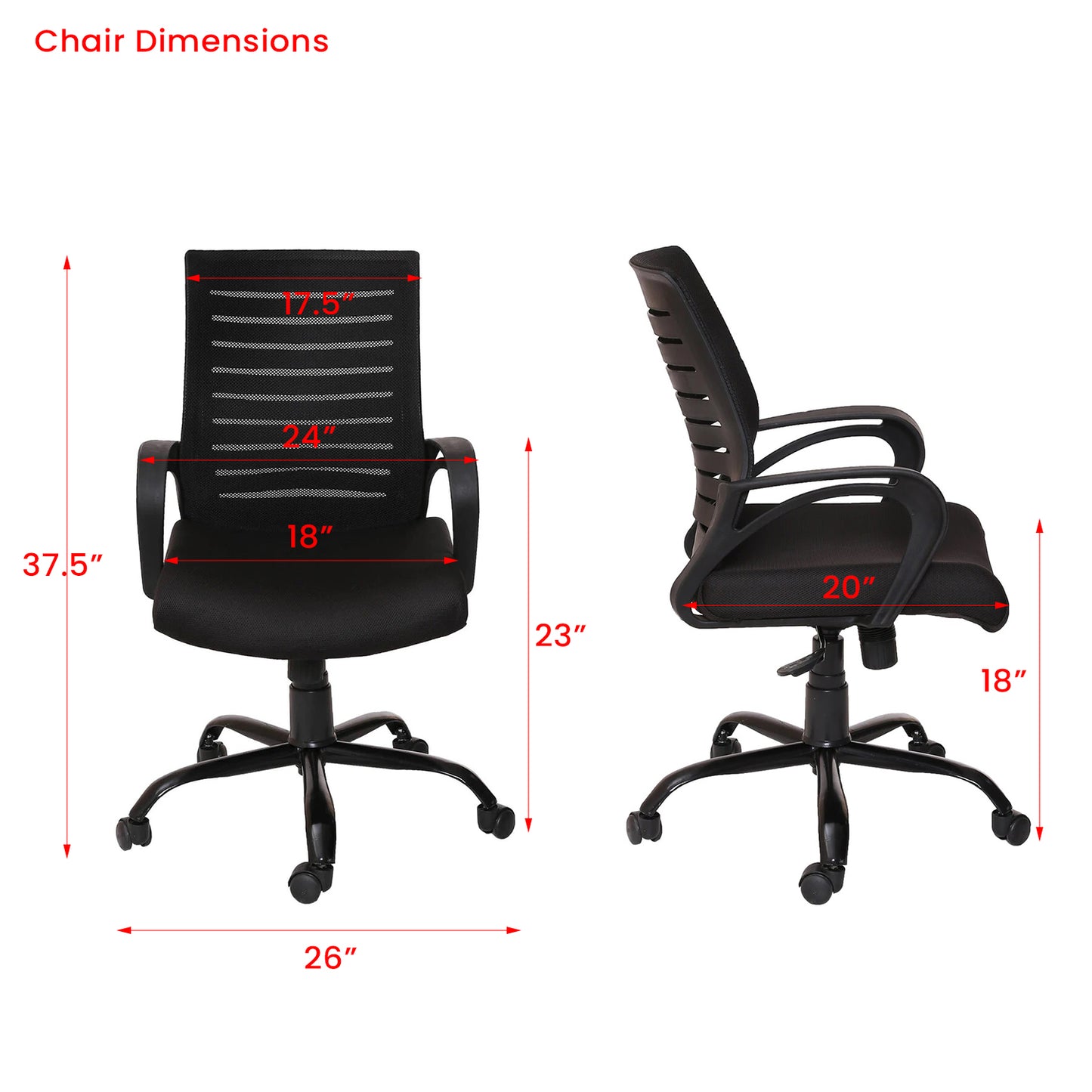 Classic - Ergonomic Chair for Work from Home & Office - Black